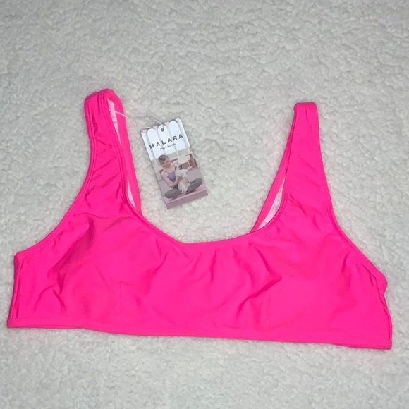 HALARA - NWT Solid U Neck Bikini Top in Neon Pink (Size XL) - Picture 4 of 11